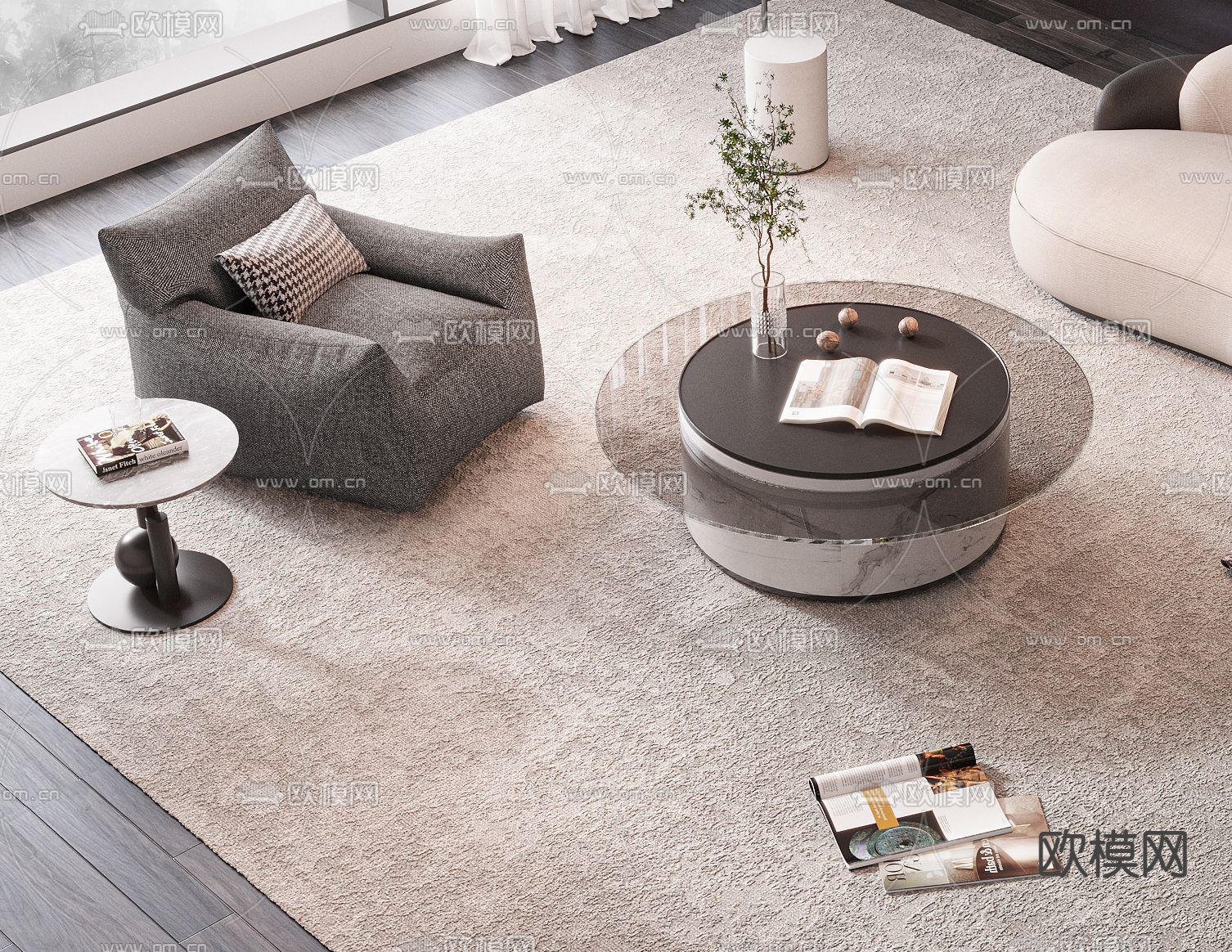 现代组合沙发3d模型下载（渲染图3）