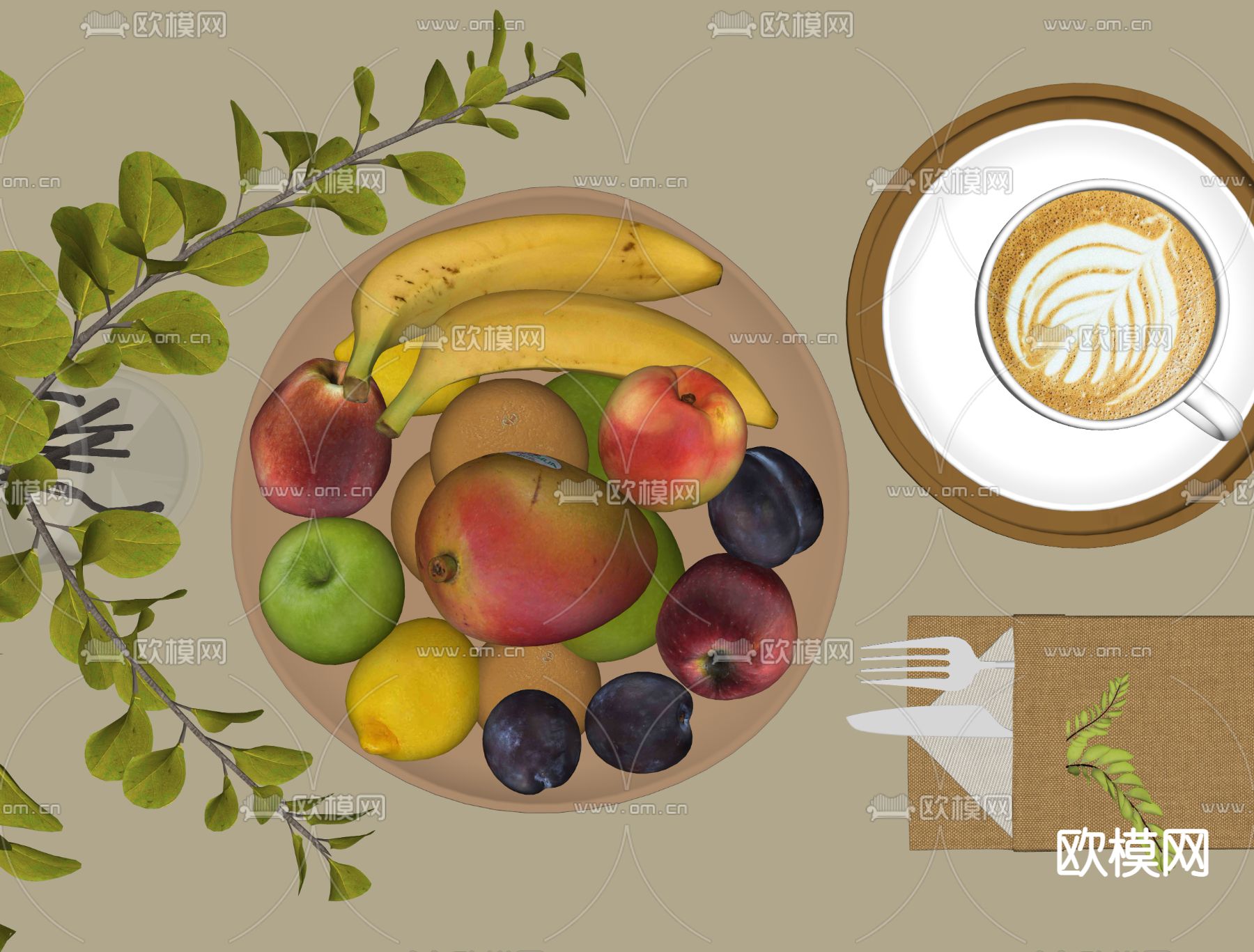 水果 果盘su模型下载（渲染图2）