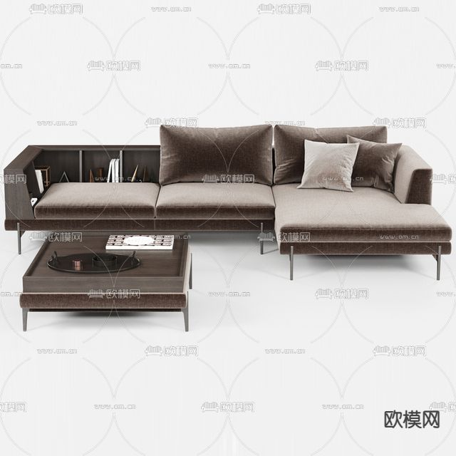 新中式轻奢创意多人沙发免费3d模型下载