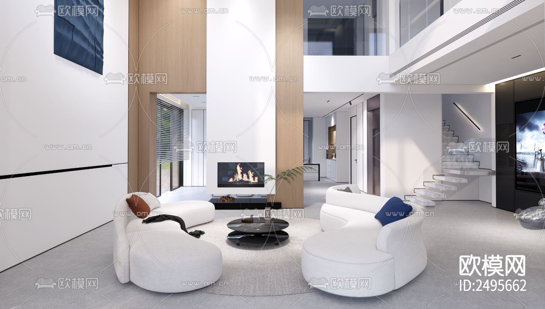 三层别墅平面设计cad施工图下载（渲染图7）