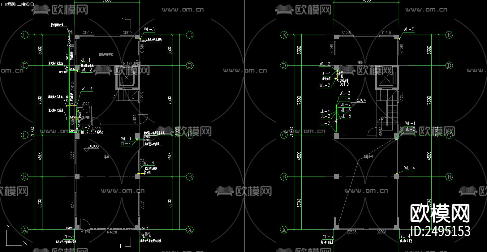 住宅给排水CAD施工图下载（渲染图3）