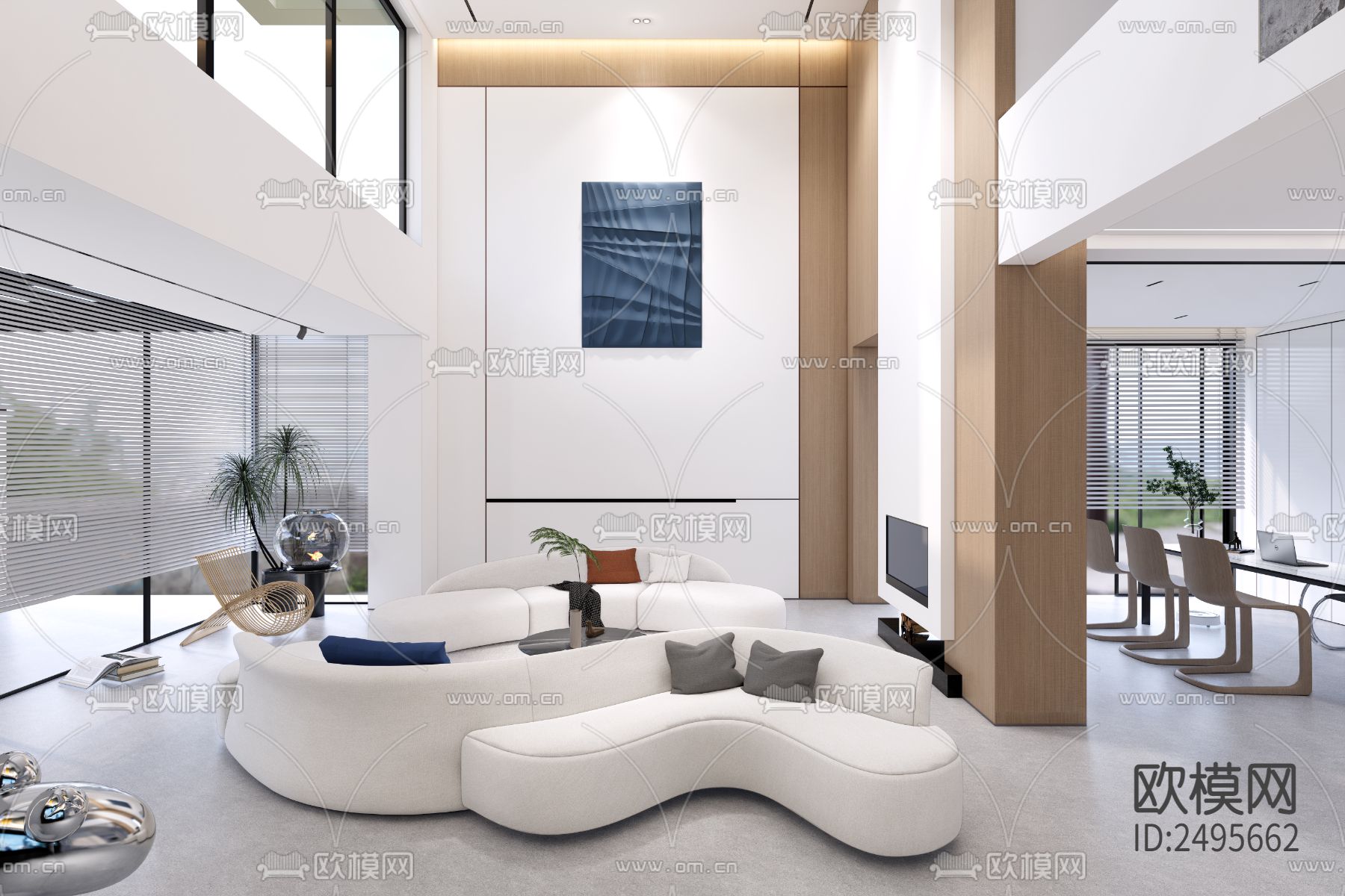 三层别墅平面设计cad施工图下载（渲染图6）