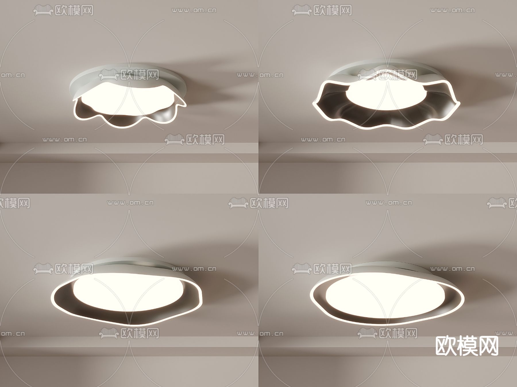 北欧花朵吸顶灯su模型下载（渲染图1）