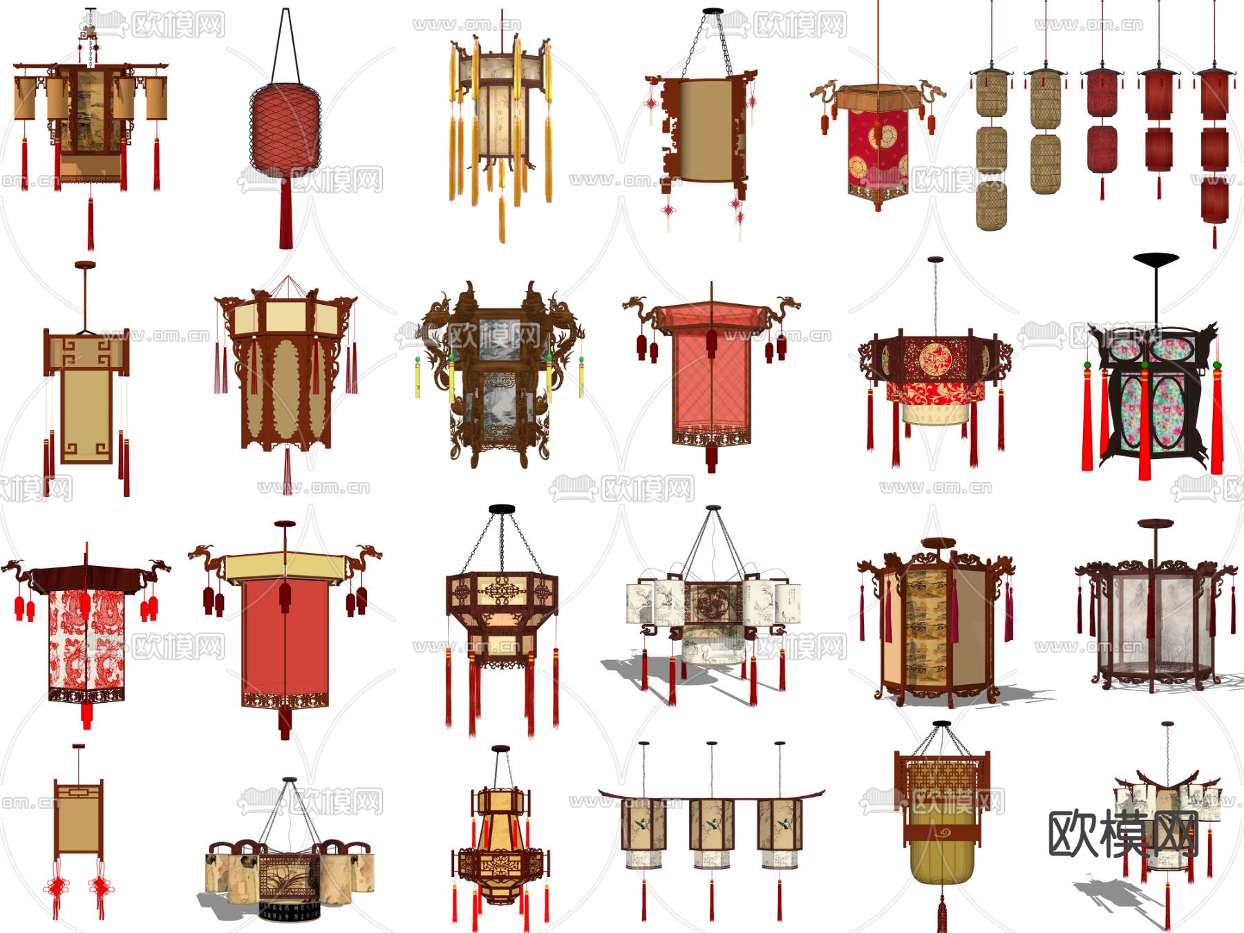 中式古典 宫灯 吊灯 灯笼su模型下载