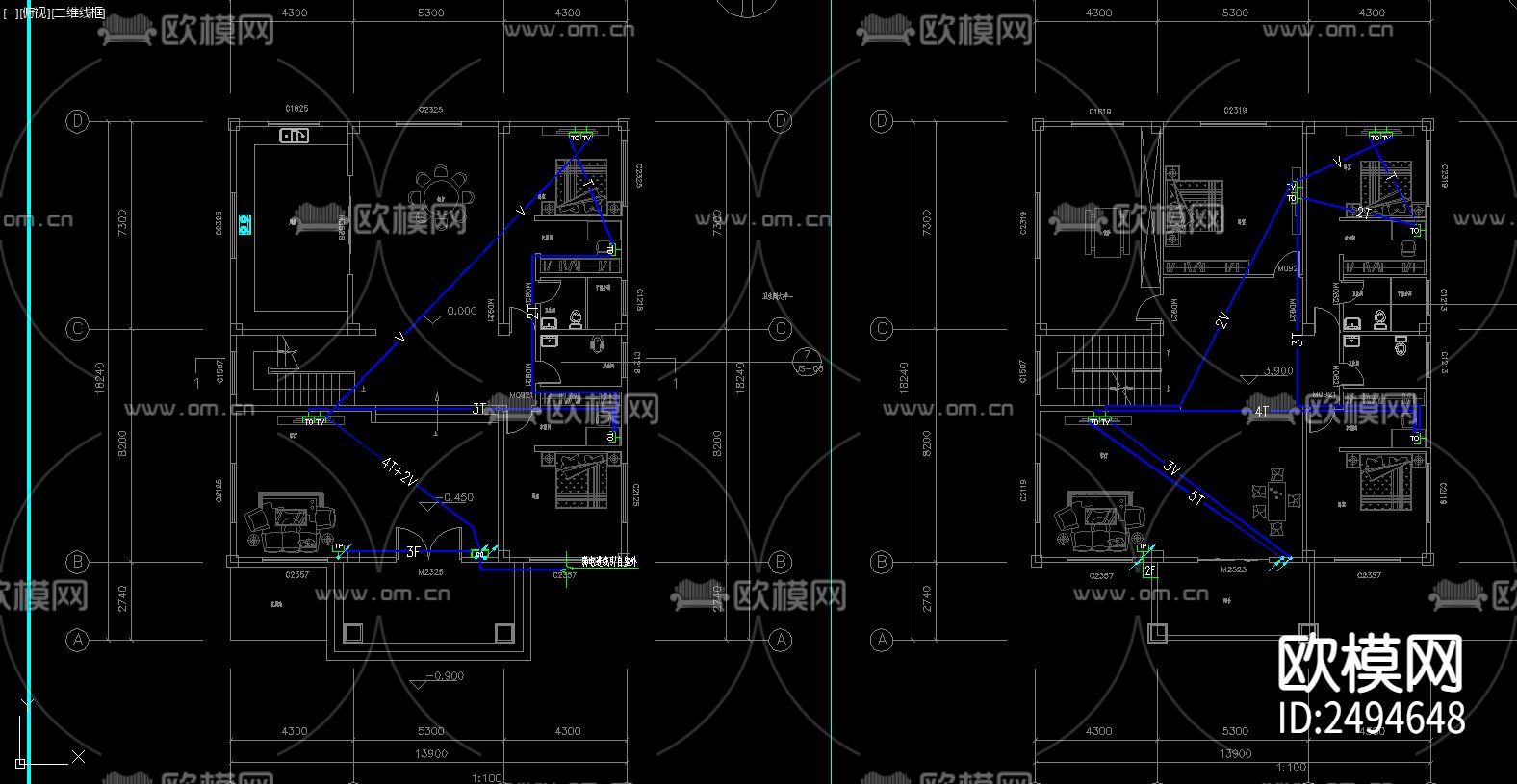 住宅建筑电气设计CAD施工图下载（渲染图7）