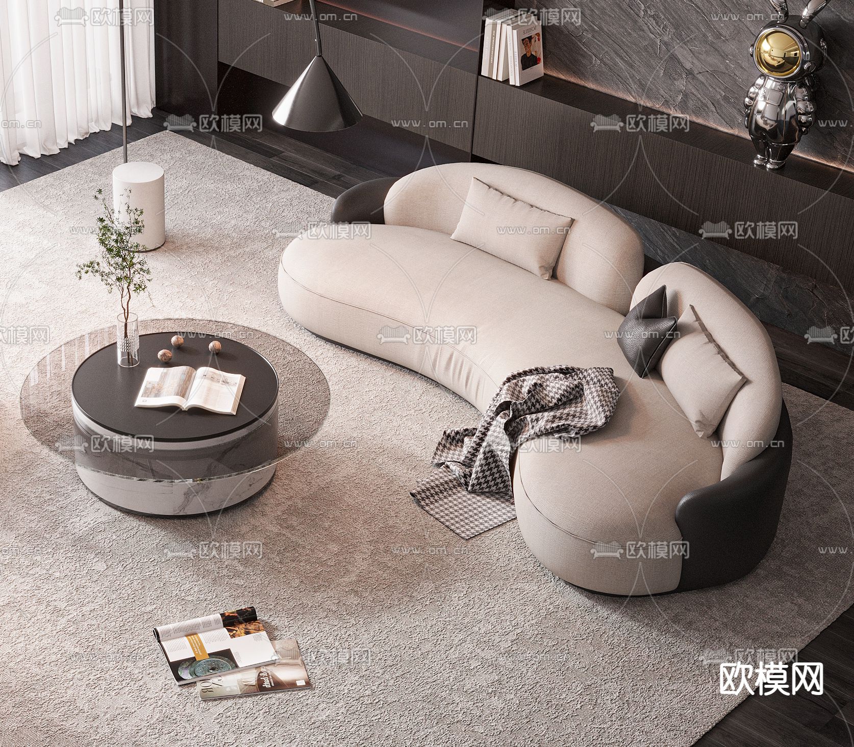 现代组合沙发3d模型下载（渲染图2）