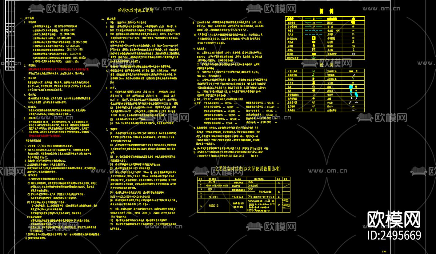 鸿润雅居小区17号楼给排水cad施工图下载（渲染图2）