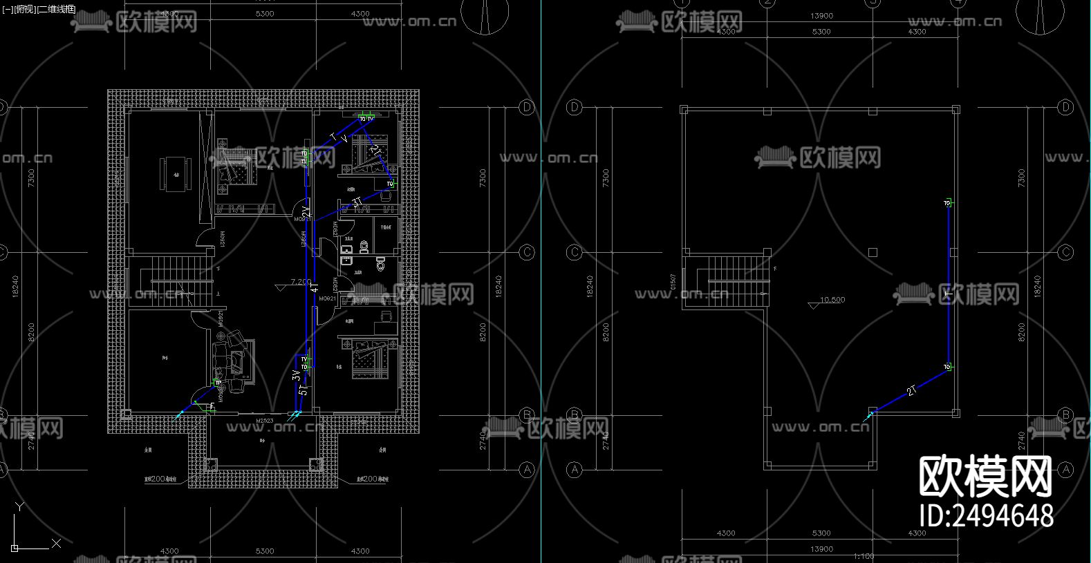 住宅建筑电气设计CAD施工图下载（渲染图10）