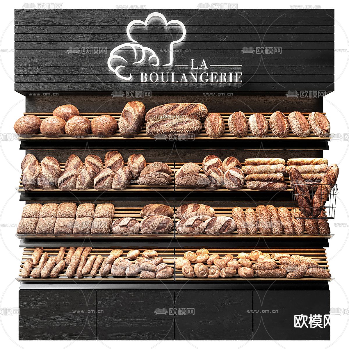 面包展架 货架3d模型下载（渲染图1）