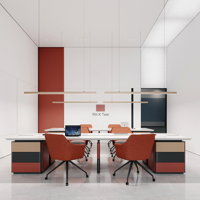  卡位办公桌椅su模型 