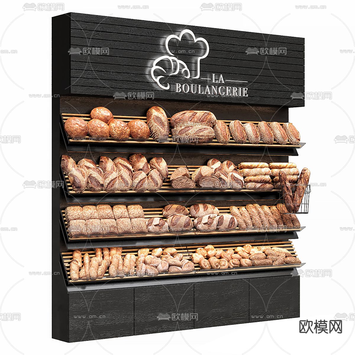 面包展架 货架3d模型下载（渲染图2）