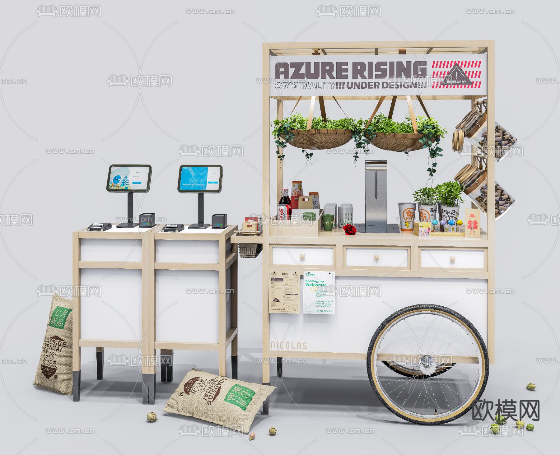 北欧风售货车 贩卖车3d模型下载