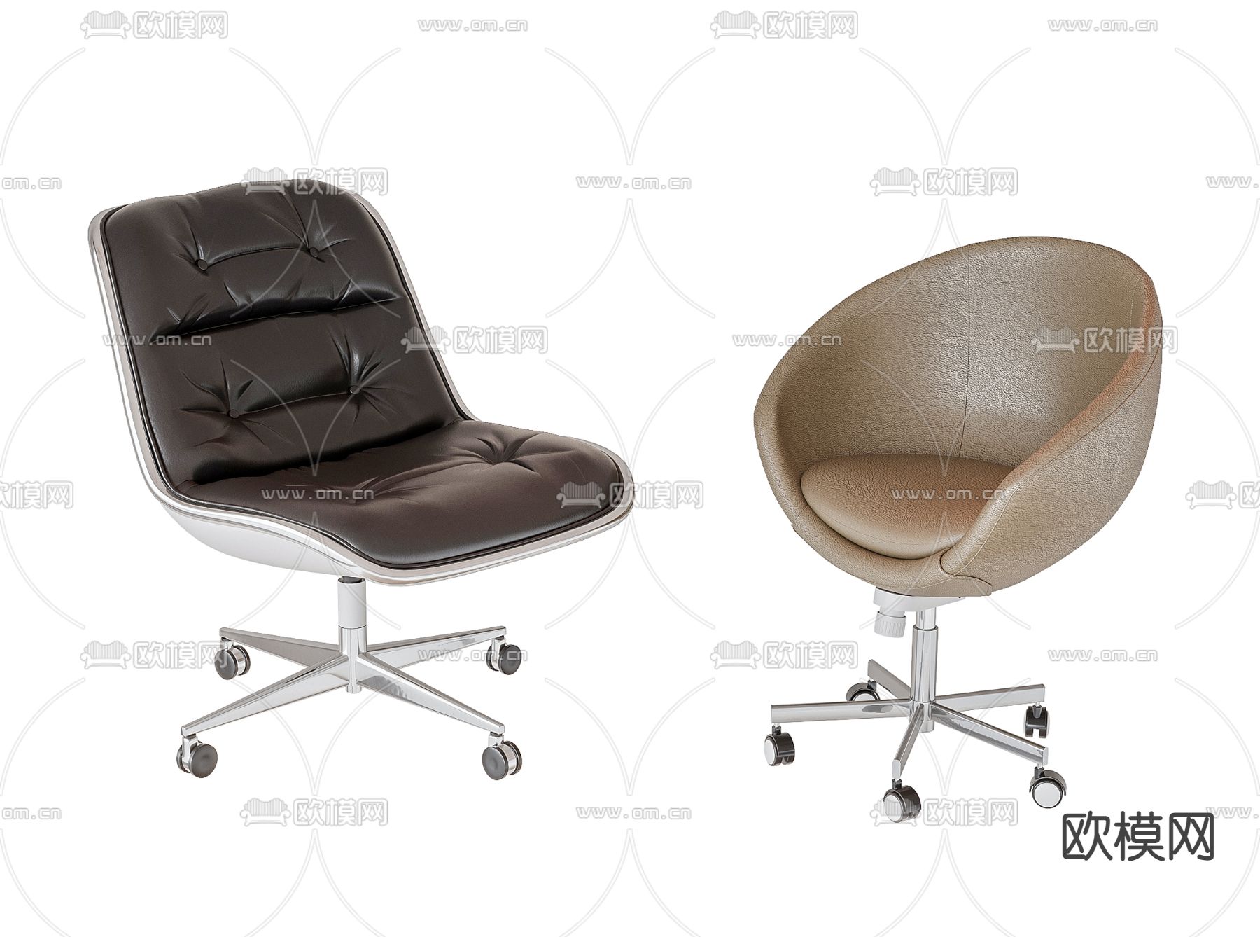 皮革办公椅3d模型下载