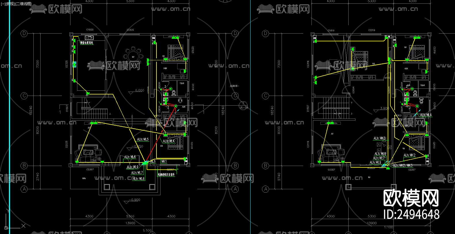 住宅建筑电气设计CAD施工图下载（渲染图6）