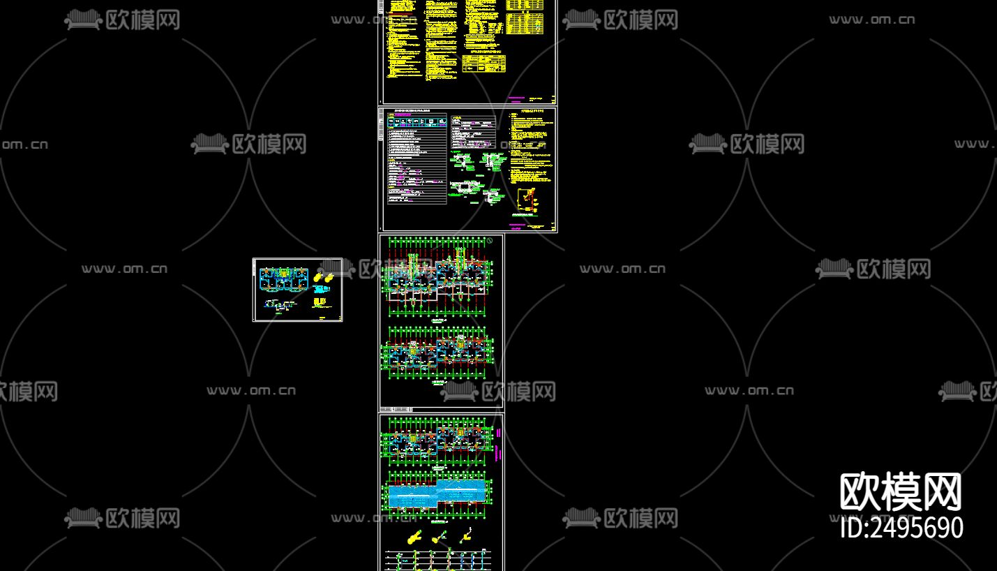 临淮镇胜利家园小区13号楼排水cad施工图下载（渲染图1）