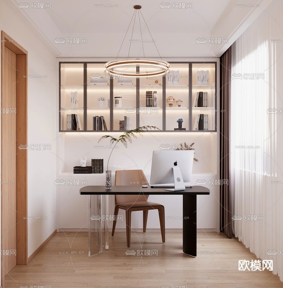 现代书房免费3d模型下载_ID10004931_3dmax免费模型-欧模网