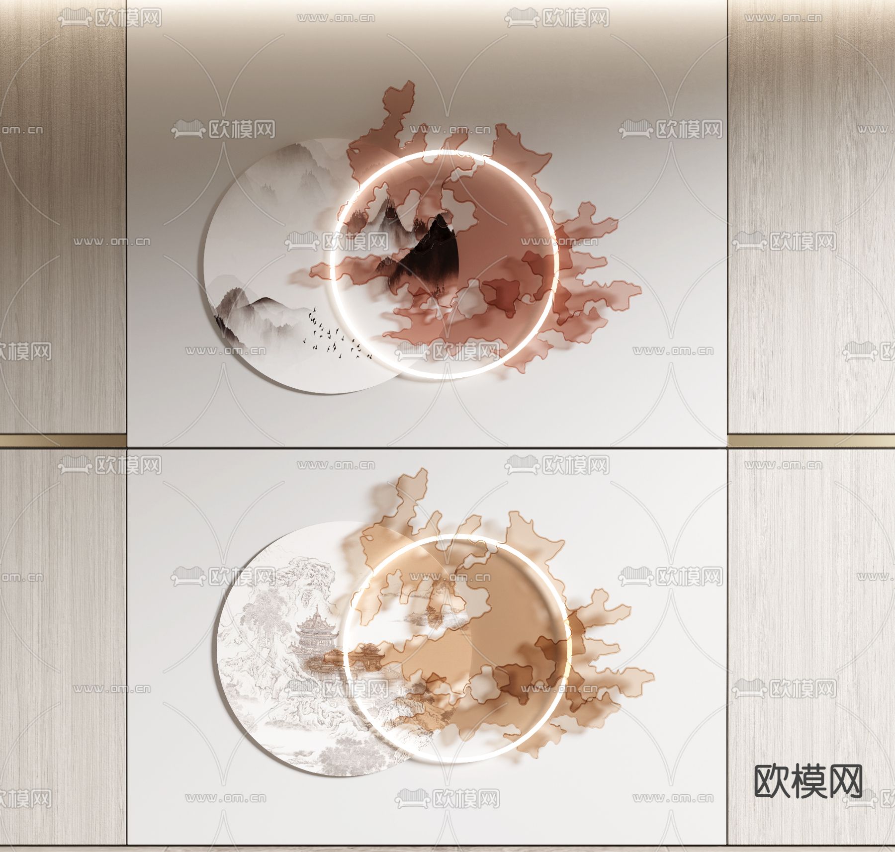 新中式墙饰 挂件3d模型
