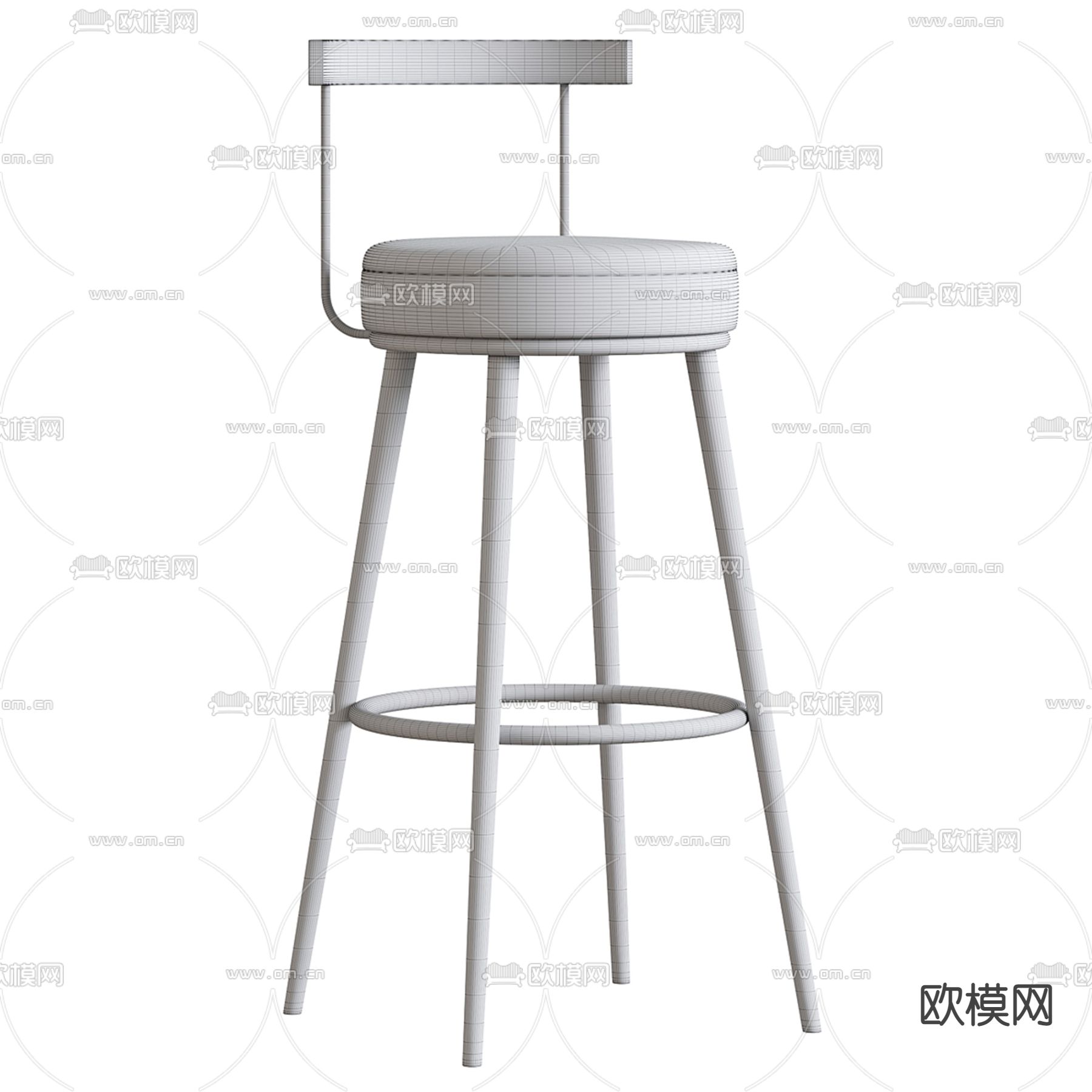 轻奢靠背吧台椅 吧凳3d模型