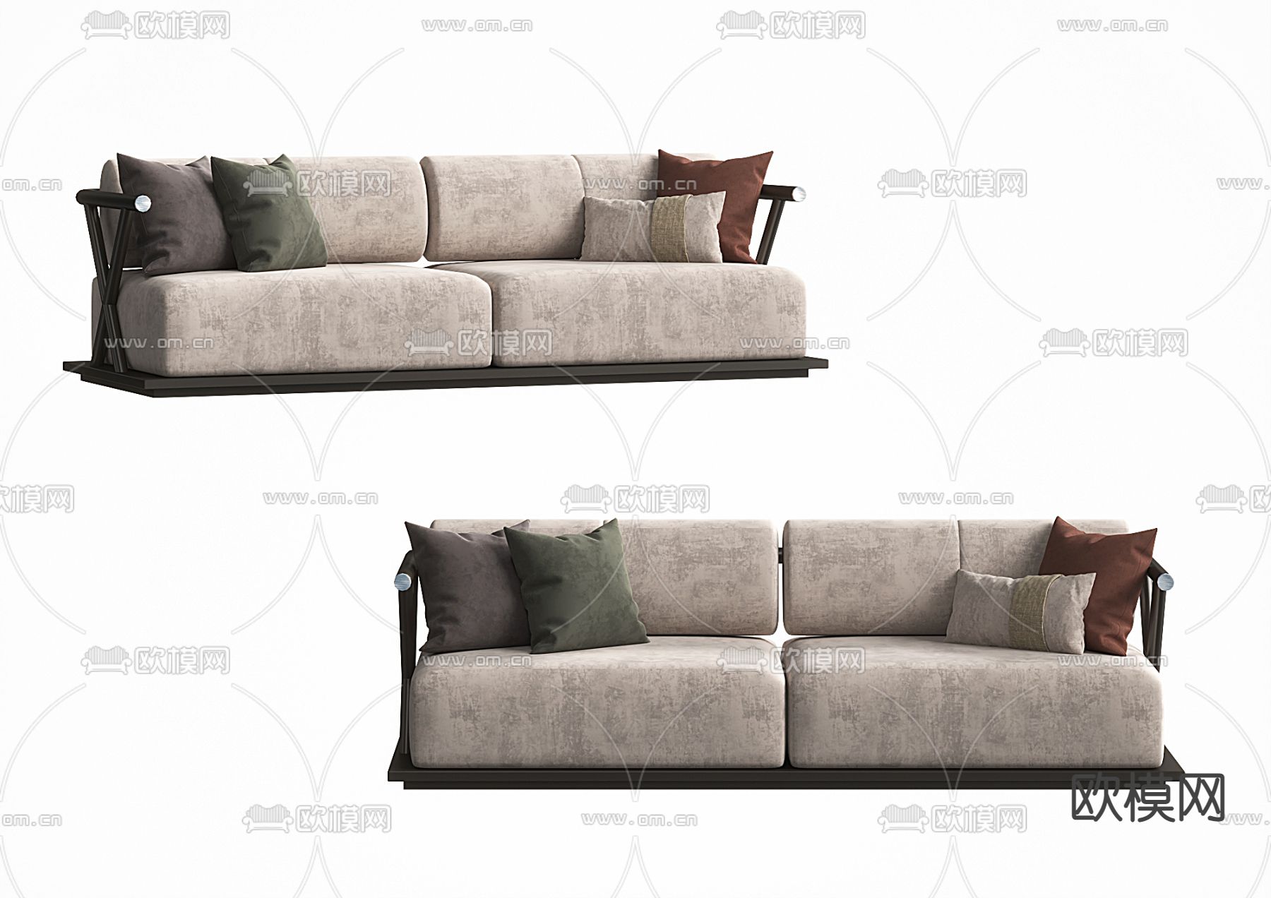 新中式双人沙发3d模型下载