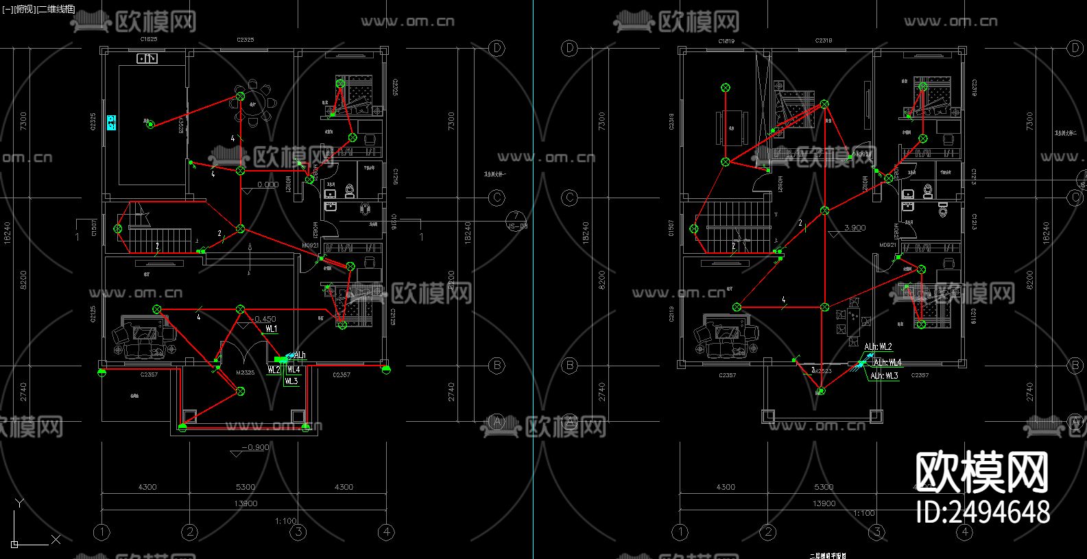 住宅建筑电气设计CAD施工图下载（渲染图5）