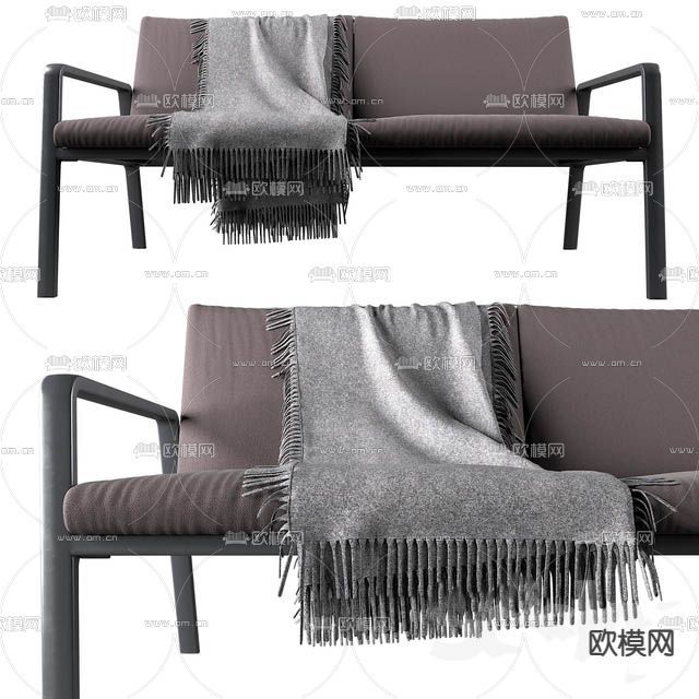 北欧极简实木布艺双人休闲椅免费3d模型下载_ID13006995_3dmax免费模型-欧模网