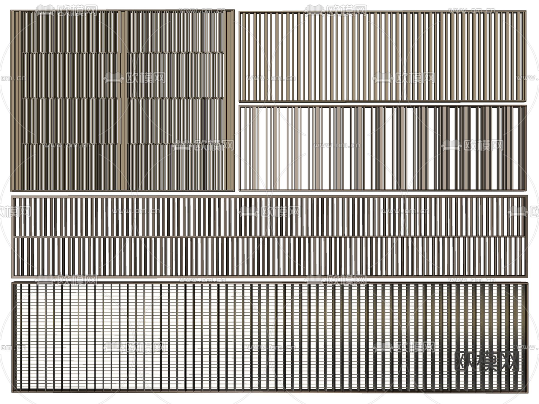 现代格栅景墙su模型下载_ID10004858_sketchup模型下载-欧模网
