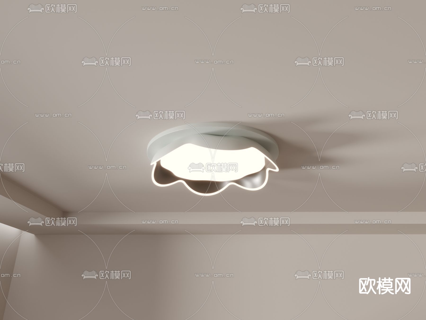 北欧花朵吸顶灯su模型下载（渲染图3）