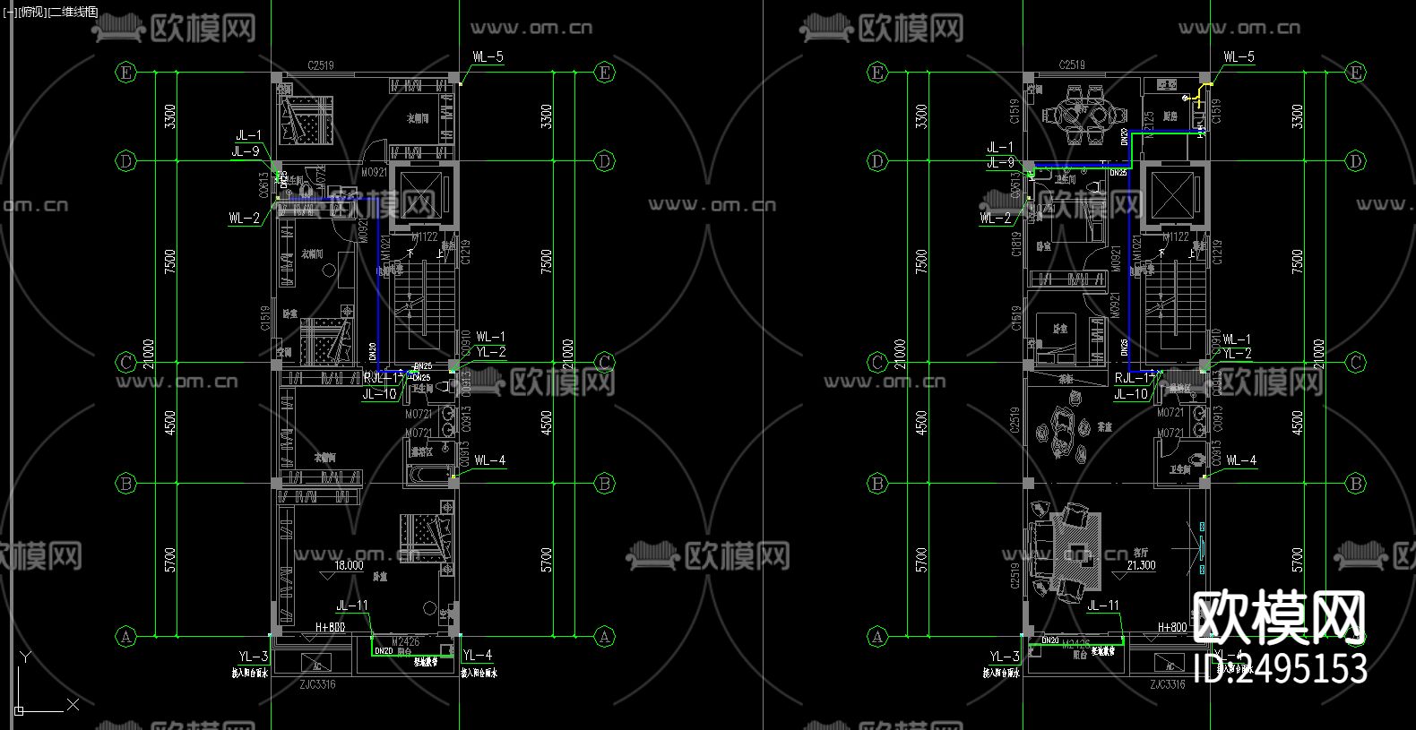 住宅给排水CAD施工图下载（渲染图6）