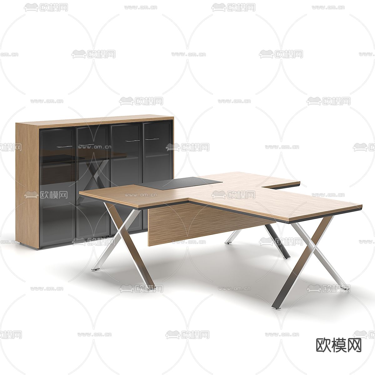 班台桌 办公桌 文件柜su模型