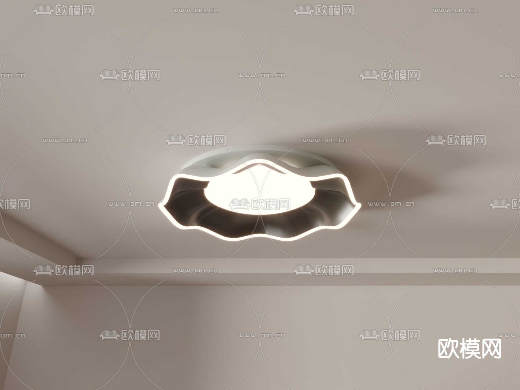 北欧花朵吸顶灯su模型下载（渲染图4）