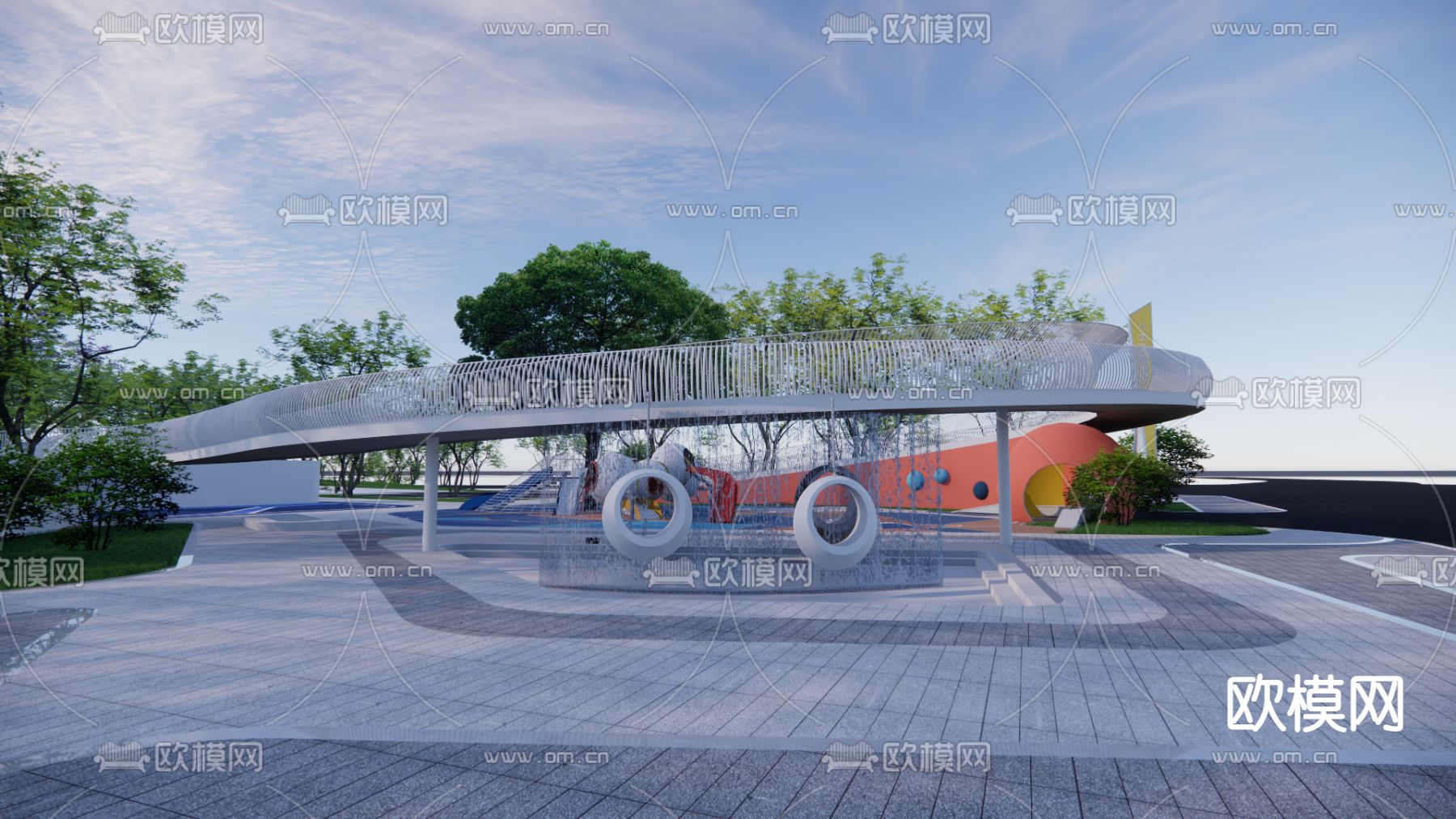 口袋公园 街角公园su模型下载（渲染图2）