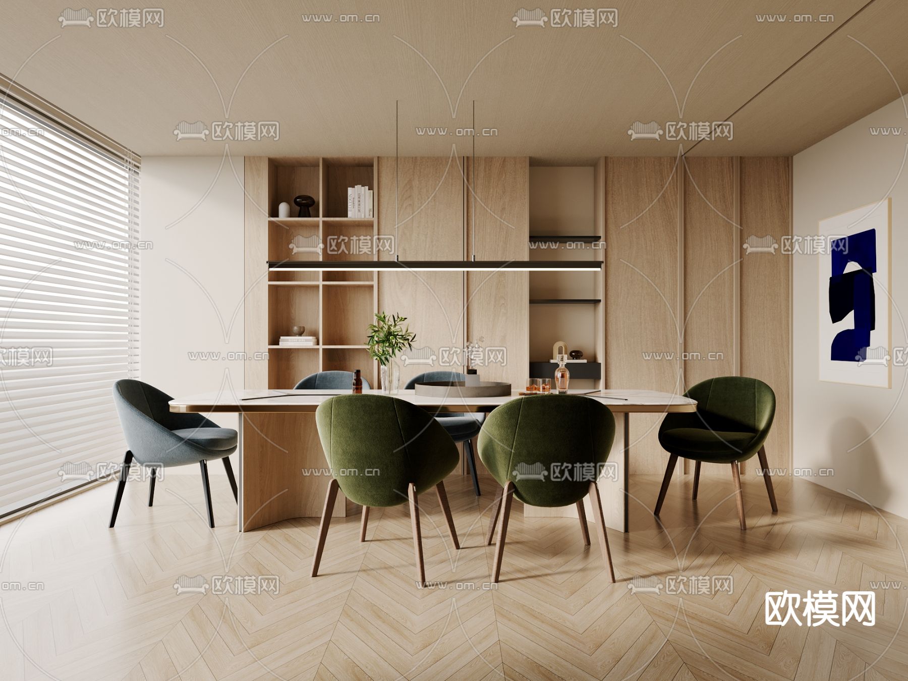 侘寂风餐厅su模型下载（渲染图1）