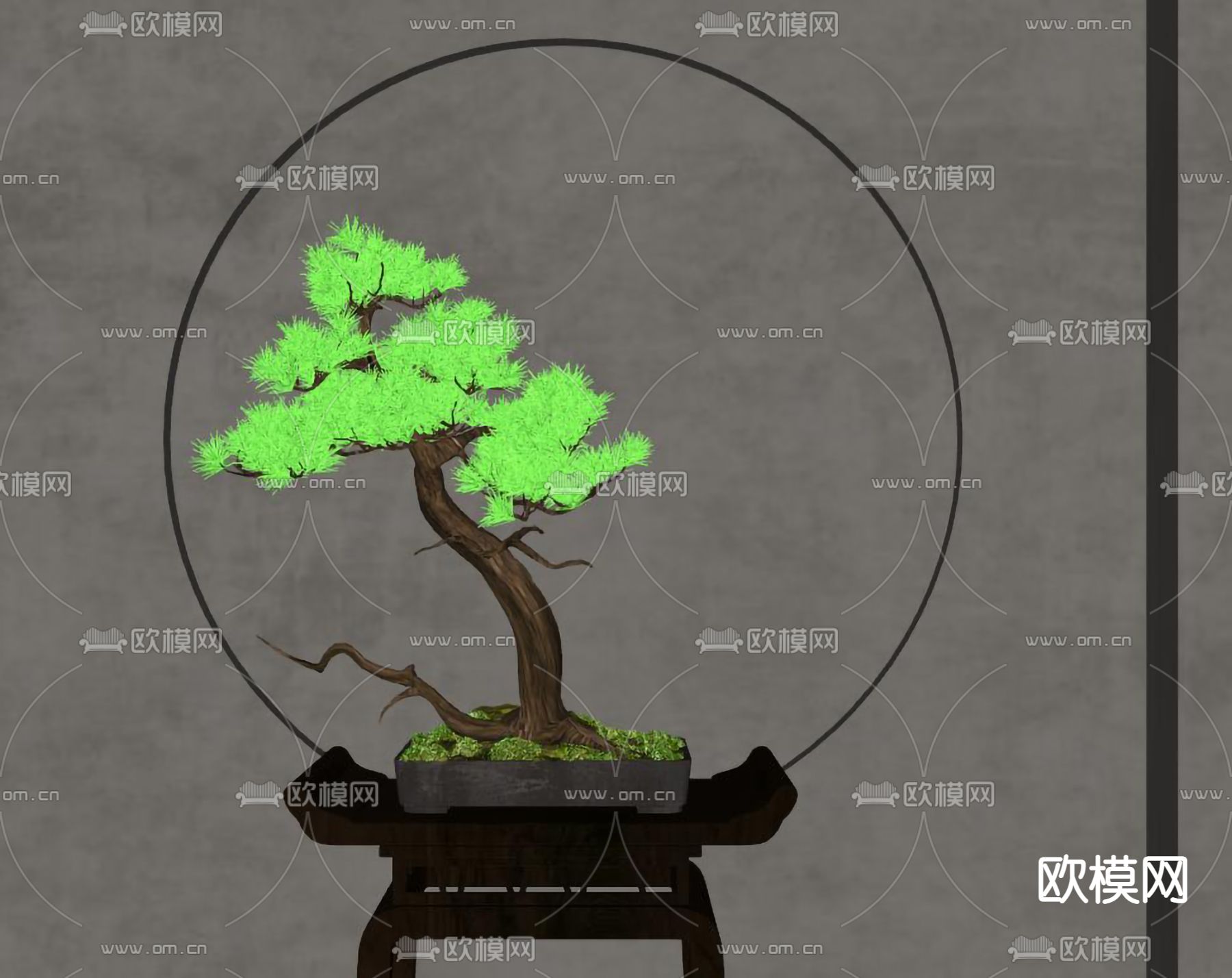 新中式绿植 盆栽 松树 盆景su模型下载（渲染图2）