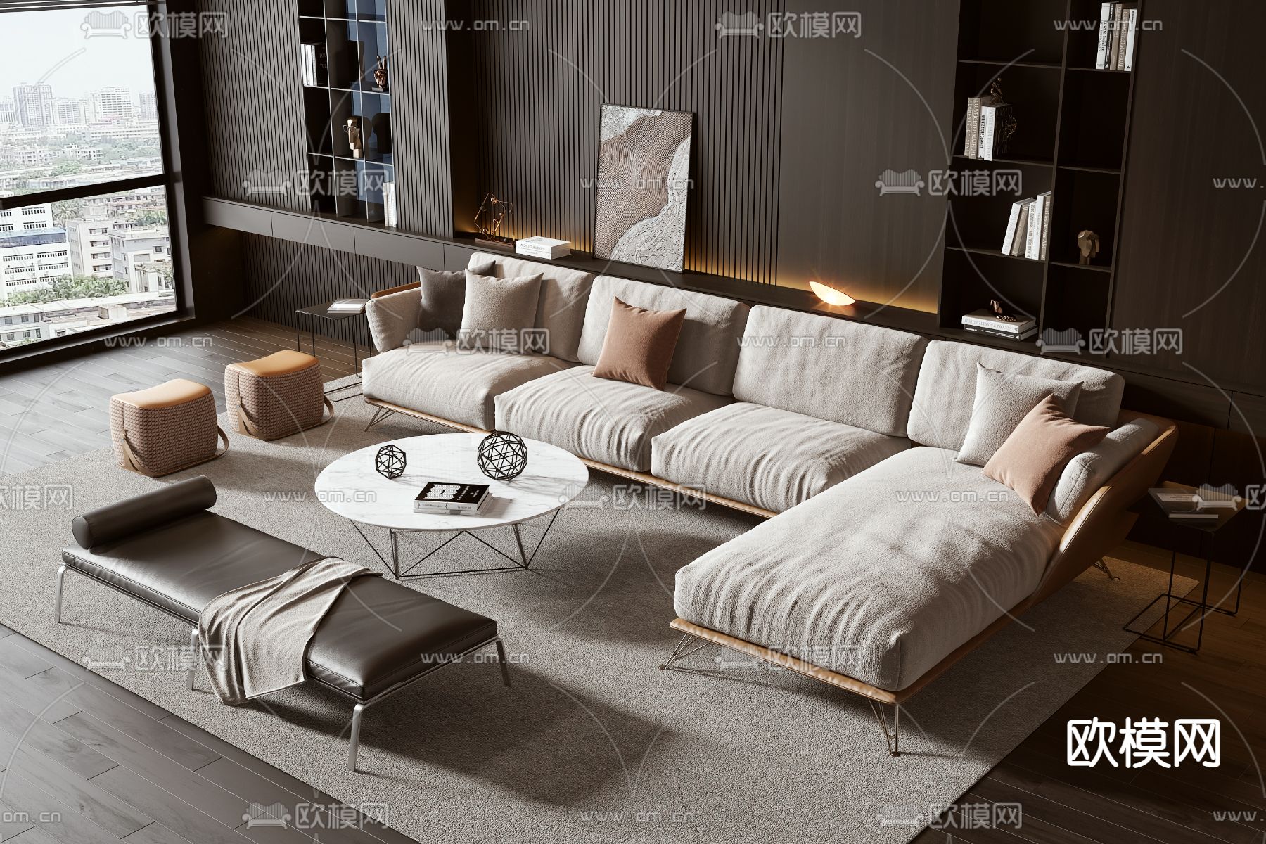 暗黑风组合沙发3d模型下载