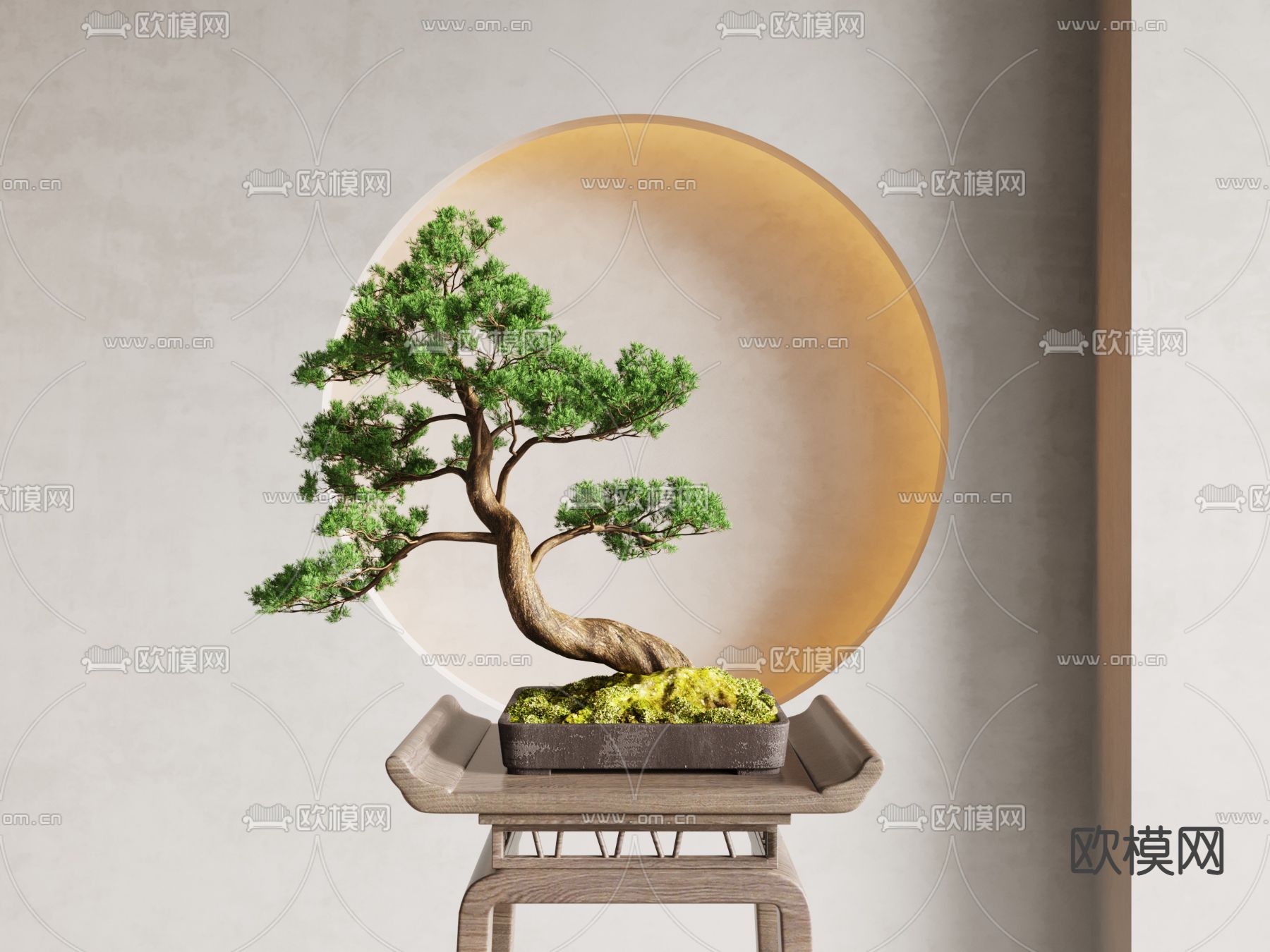 新中式绿植 盆栽 松树 盆景su模型下载_ID13003838_sketchup模型下载-欧模网