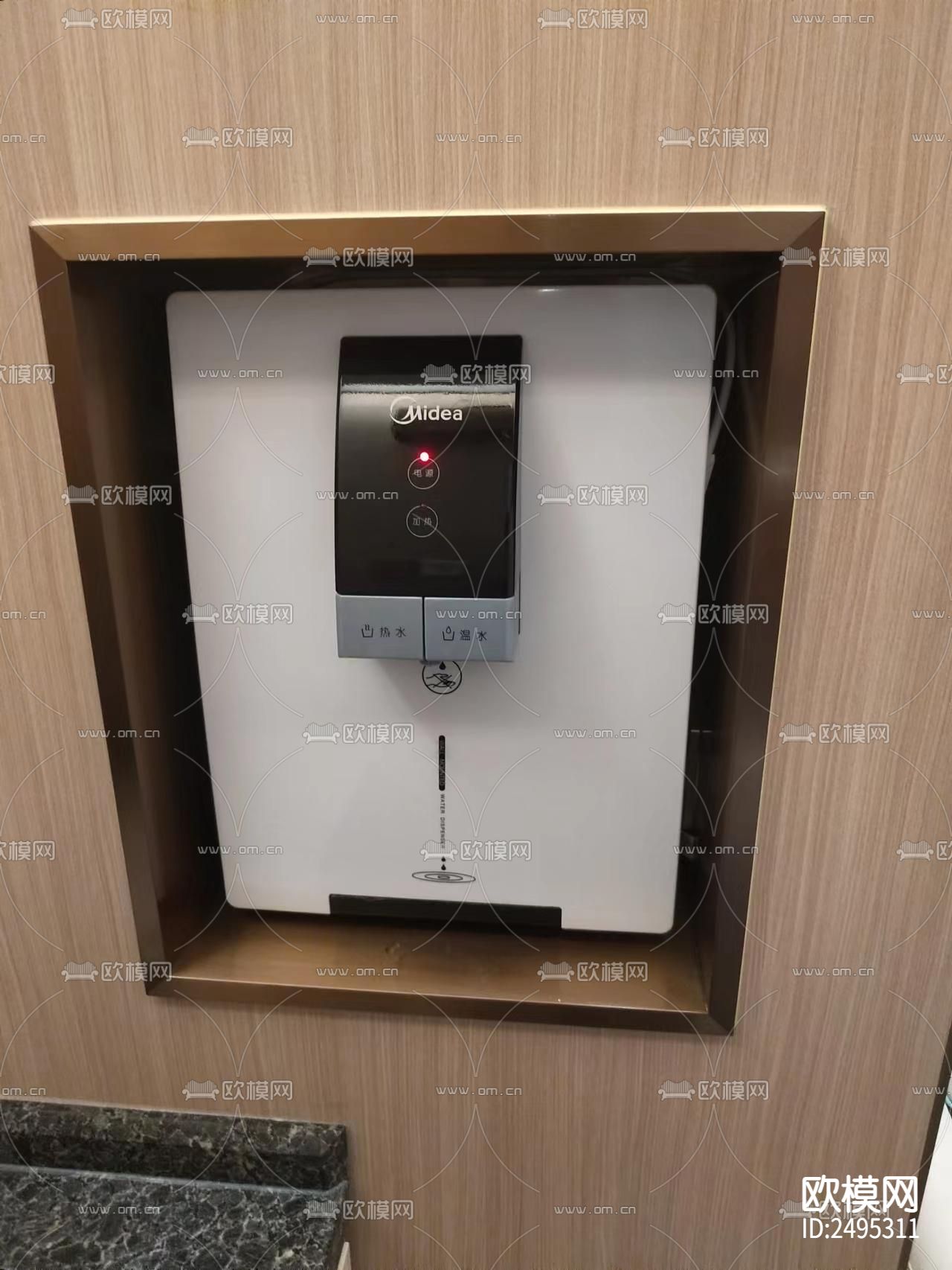 饮水机内嵌凹龛大样节点CAD施工图下载（渲染图1）