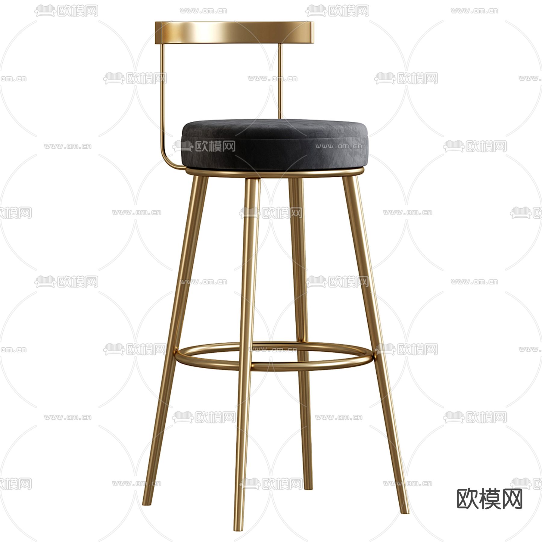 轻奢靠背吧台椅 吧凳3d模型