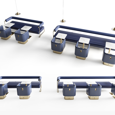  公共沙发 卡座沙发su模型 