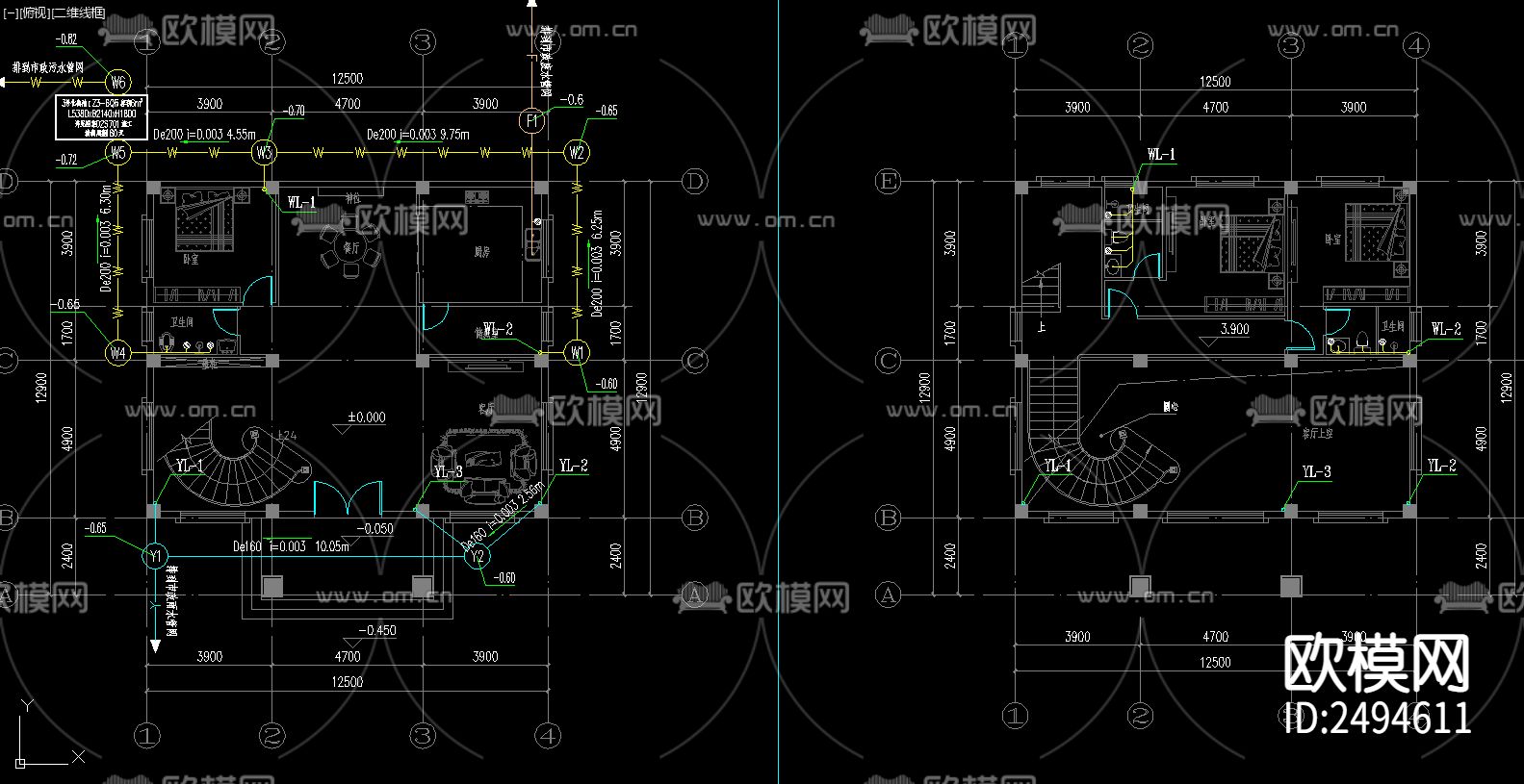 住宅给排水CAD施工图下载（渲染图2）