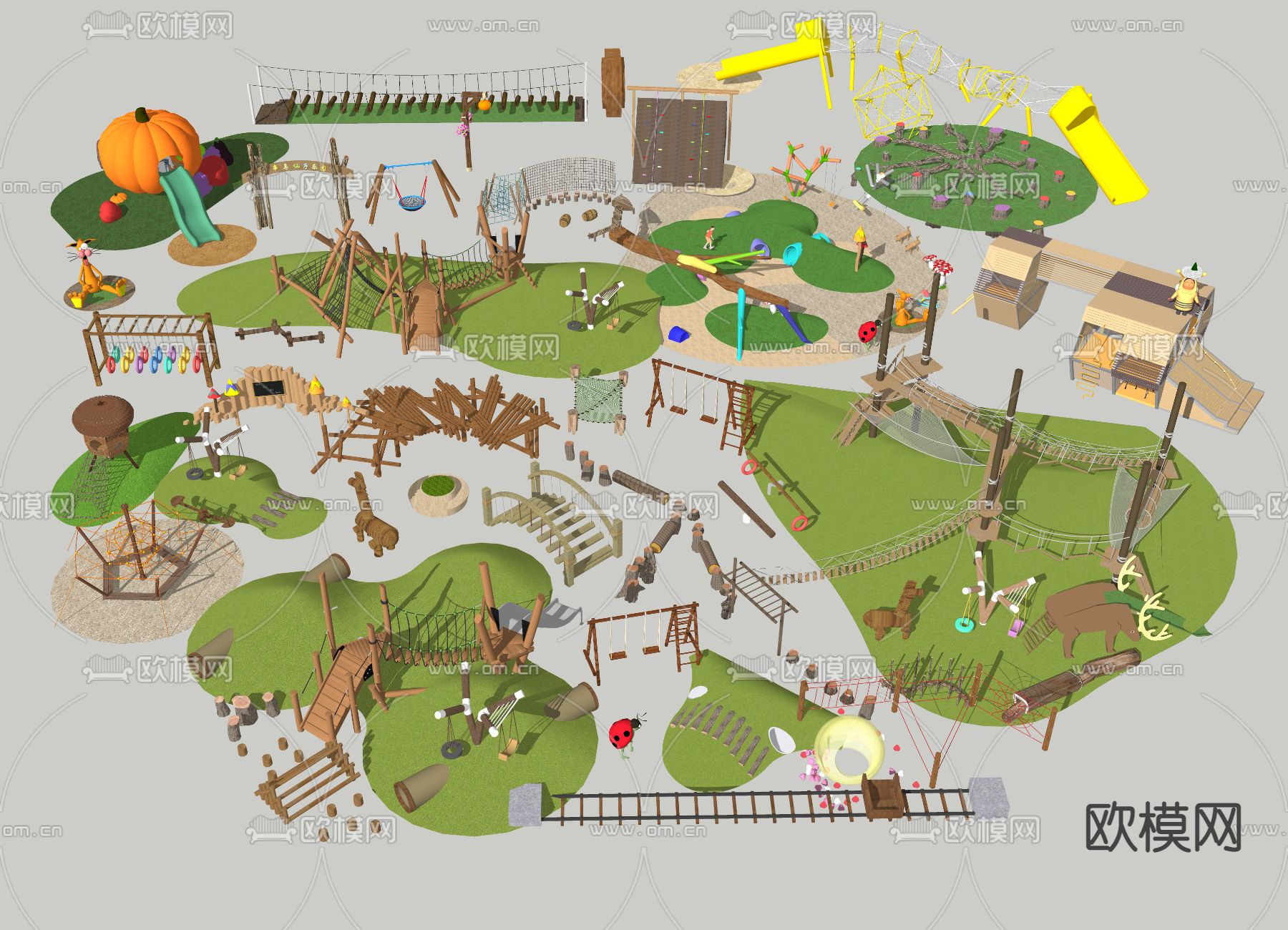 儿童木制游乐设施su模型