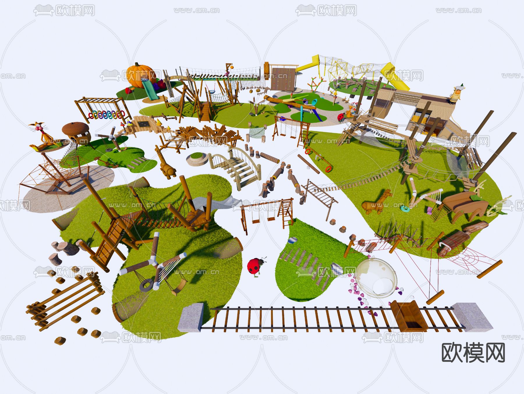 儿童木制游乐设施su模型
