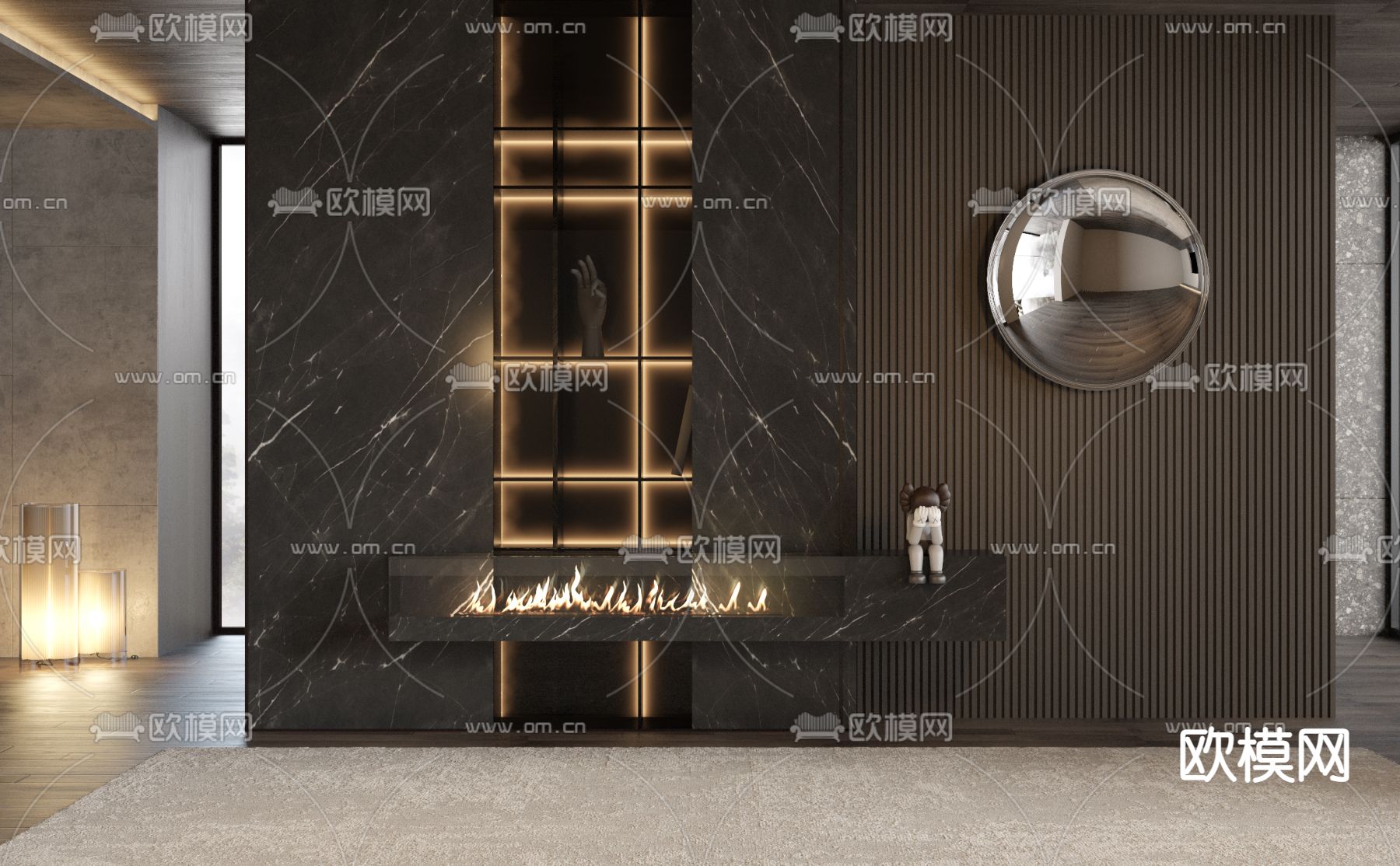 暗黑风壁炉 火炉3d模型下载（渲染图1）