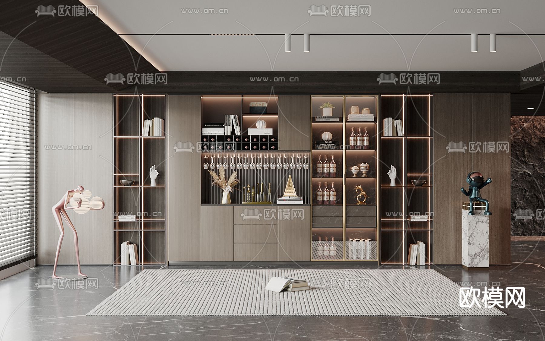 现代酒柜3d模型下载