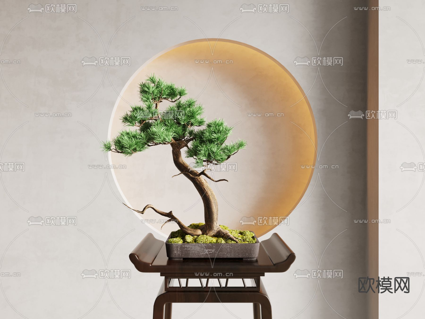 新中式绿植 盆栽 松树 盆景su模型下载（渲染图1）