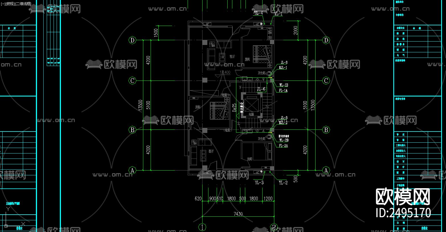 住宅给排水CAD施工图下载（渲染图6）
