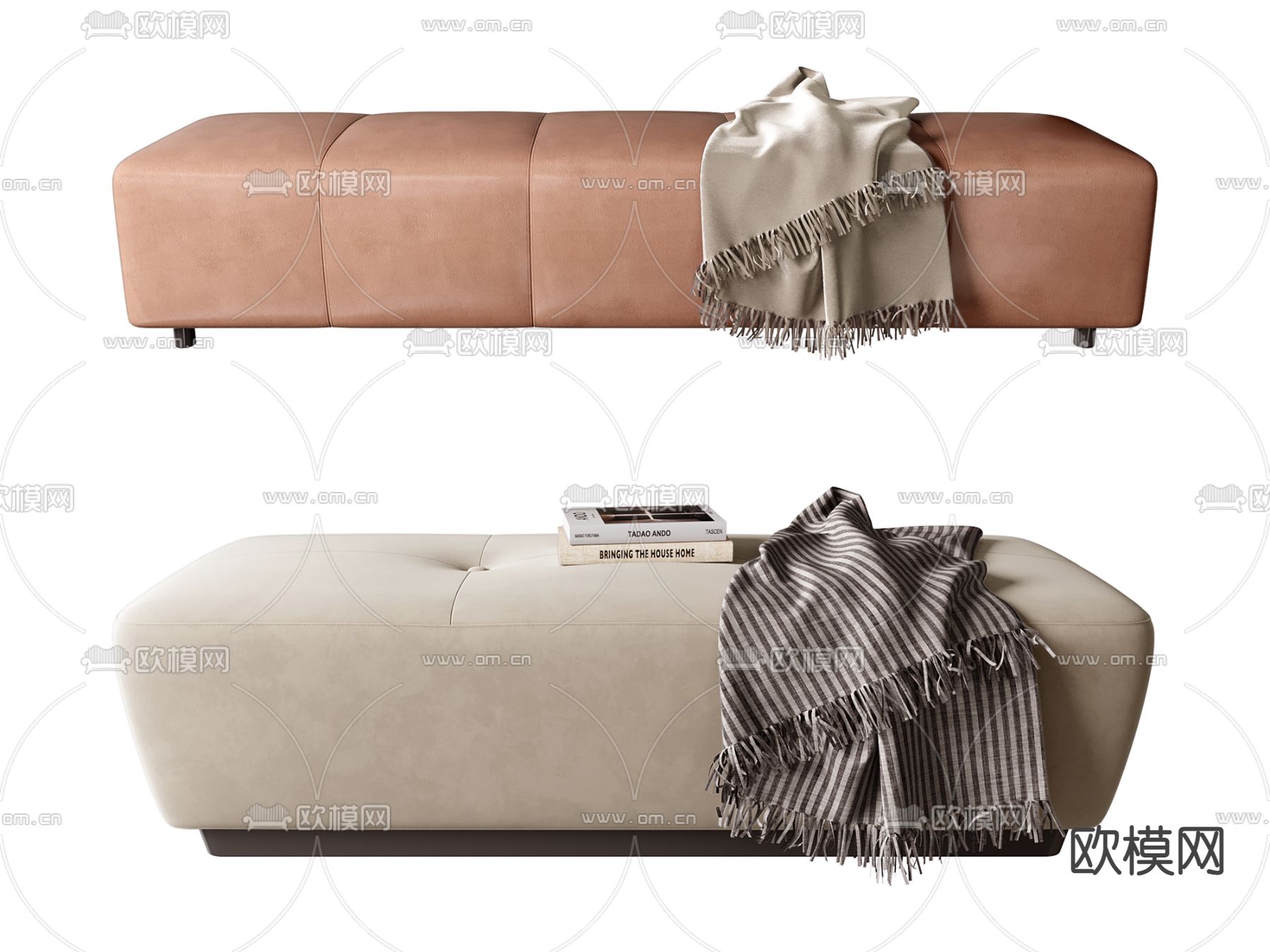 现代床尾凳 脚踏3d模型下载