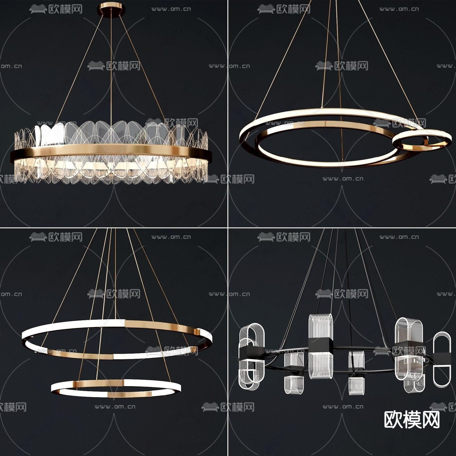 现代水晶圆环吊灯su模型下载_ID13006281_sketchup模型下载-欧模网