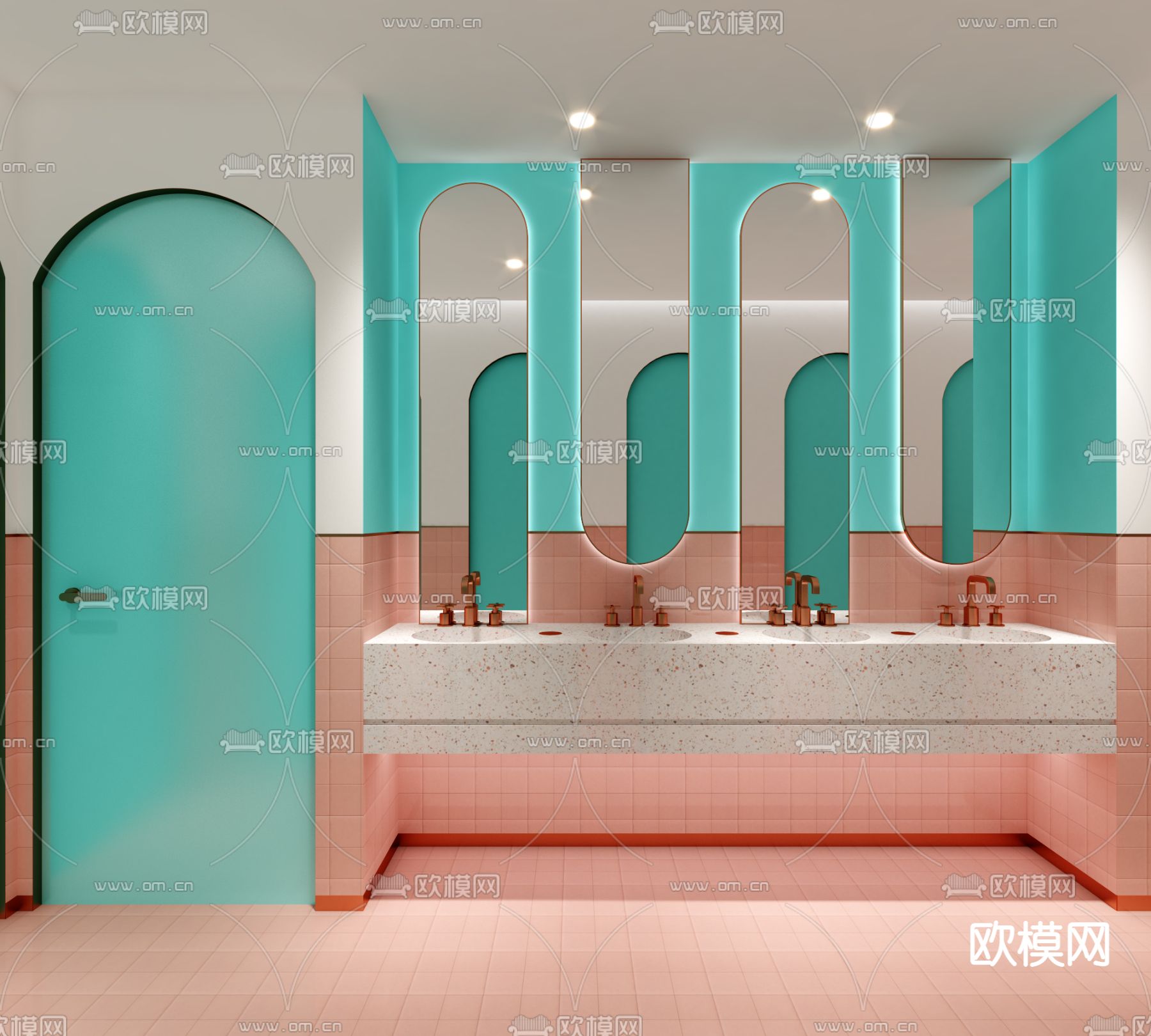 北欧风公共卫生间 洗手间3d模型下载