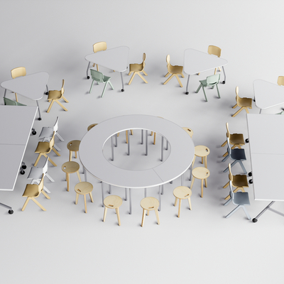  现代儿童桌椅 儿童学习桌椅su模型 