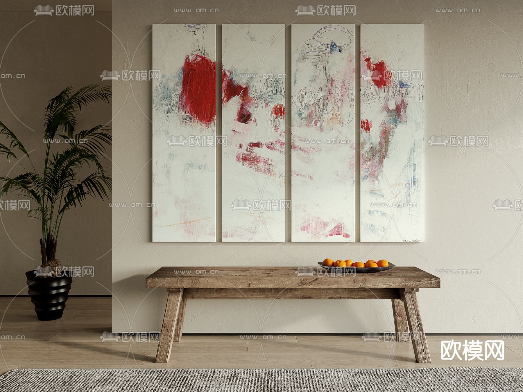 侘寂风装饰画 抽象画 挂画su模型